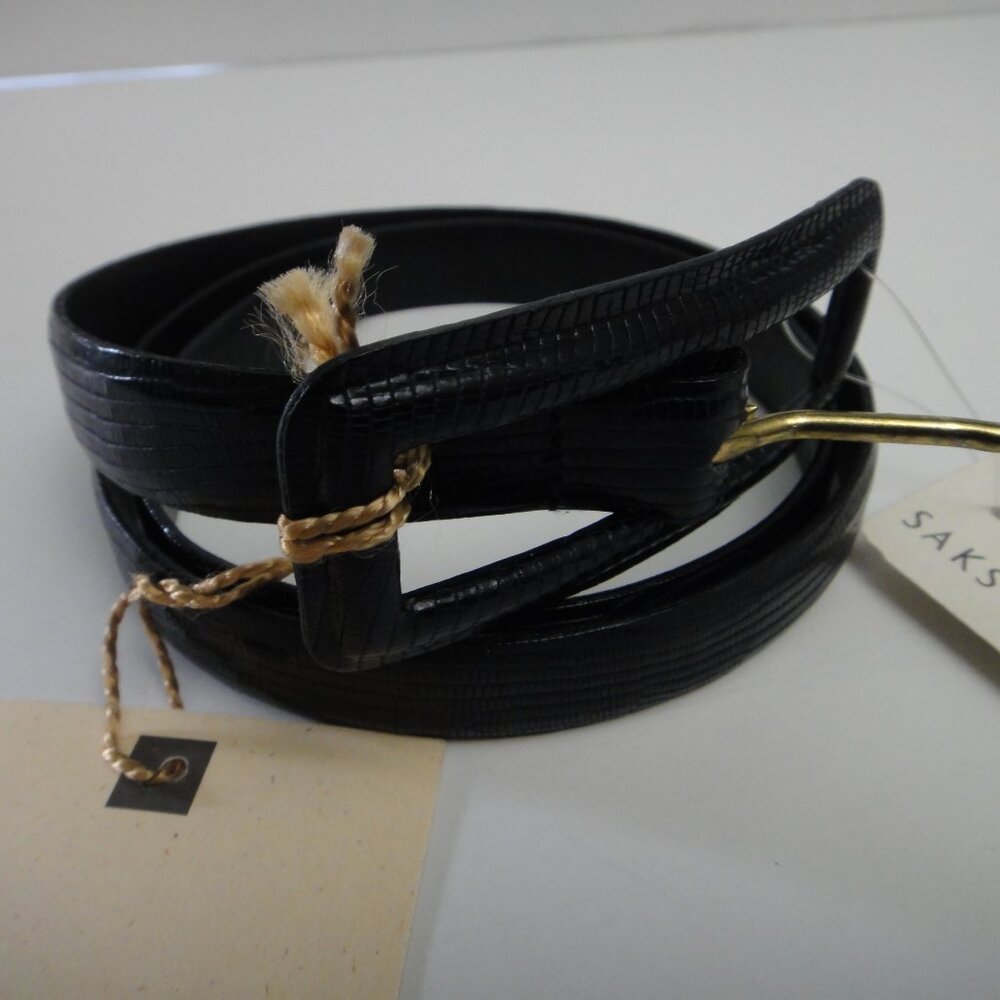 NWT DANA BUCHMAN Narrow Black Textured Belt Size M